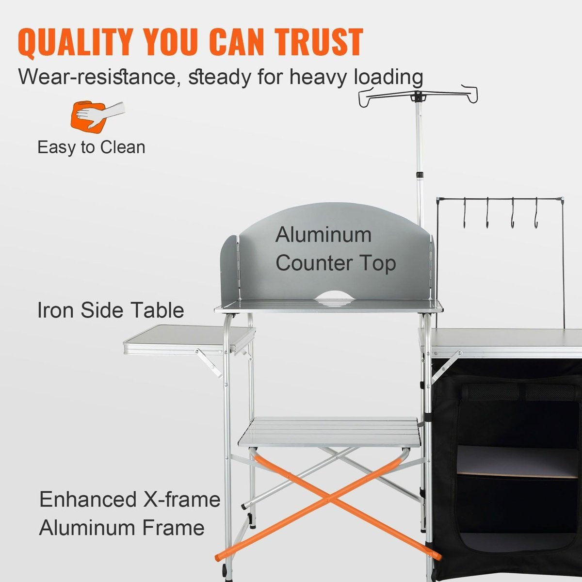 VEVOR Folding Camp Kitchen Station - Portable Cooking Table with Windscreen & Storage — furniture, detail