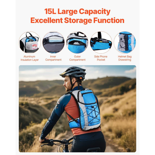 VEVOR Hydration Pack - 15L Backpack with 3L TPU Bladder, Waterproof 420D — packs, front view