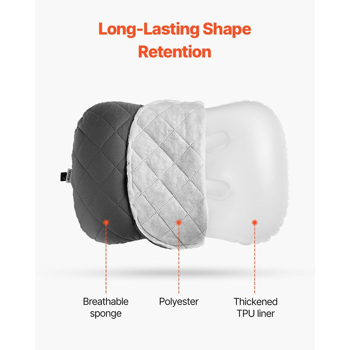 VEVOR Inflatable Camping Pillow - Quick Inflate, Washable Cover (17.4 × 12 in) — air mattress & sleeping pad accessories,…, lifestyle