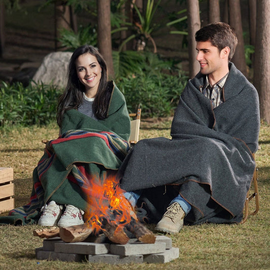 Wool Camping Blanket – 64" x 88" Heavy-Duty Outdoor Warmth | Trailblazer Gear — gray, blankets, front view
